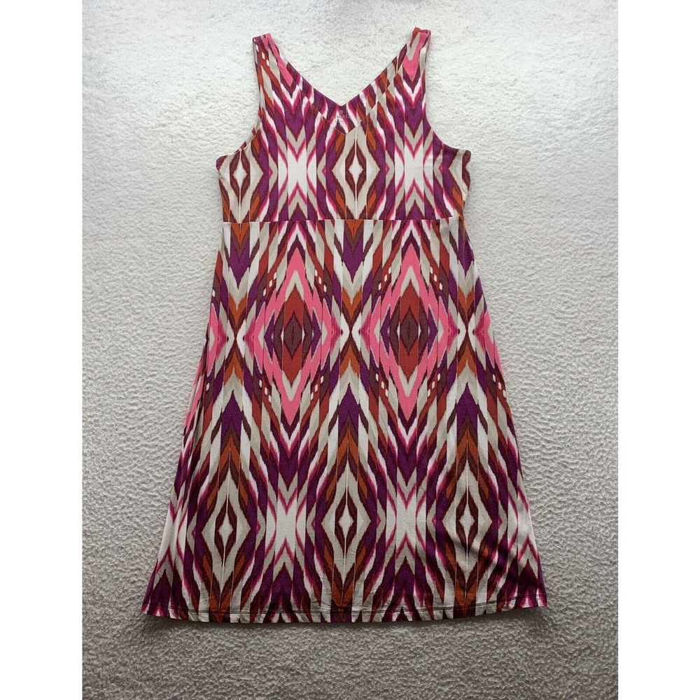 Athleta Salvatori Dress Large Pink Tank Strap Stretch Southwest Aztec Athleisure